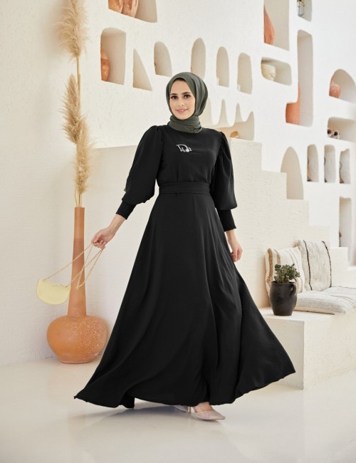 Kadın Prenses Elbise Siyah Model-437