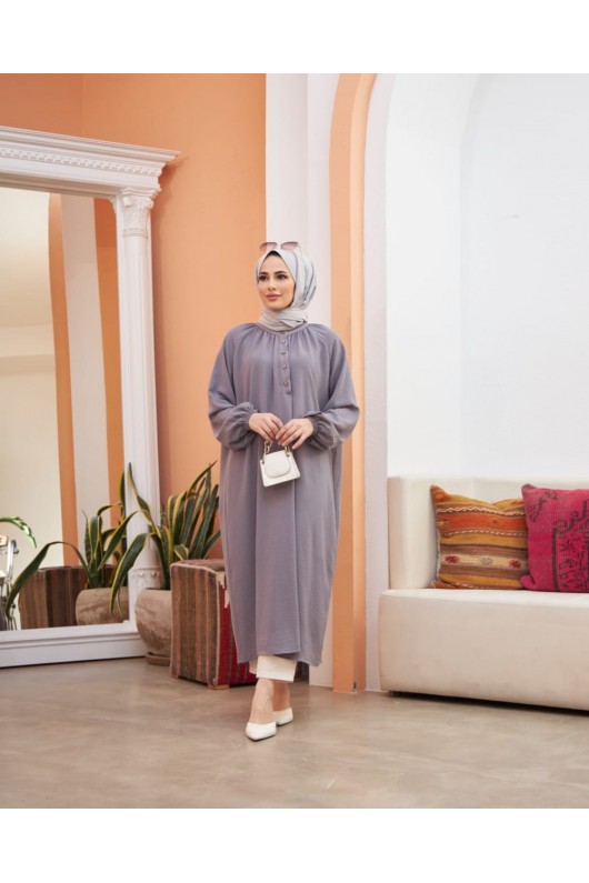 Tesettür Giy Çık Tunik Gri Model-441