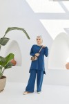 Tesettür Kısa Tunik Pantolon Takım İndigo Model-470
