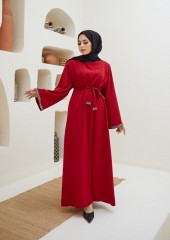 Kolu Taşlı Elbise Kırmızı Model-187
