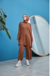 Göğsü Desenli Triko Takım Taba Model-387