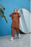 Göğsü Desenli Triko Takım Taba Model-387