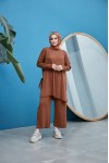 Göğsü Desenli Triko Takım Taba Model-387